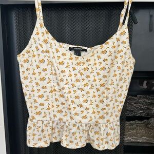 Forever 21 White and Yellow Floral Camisole